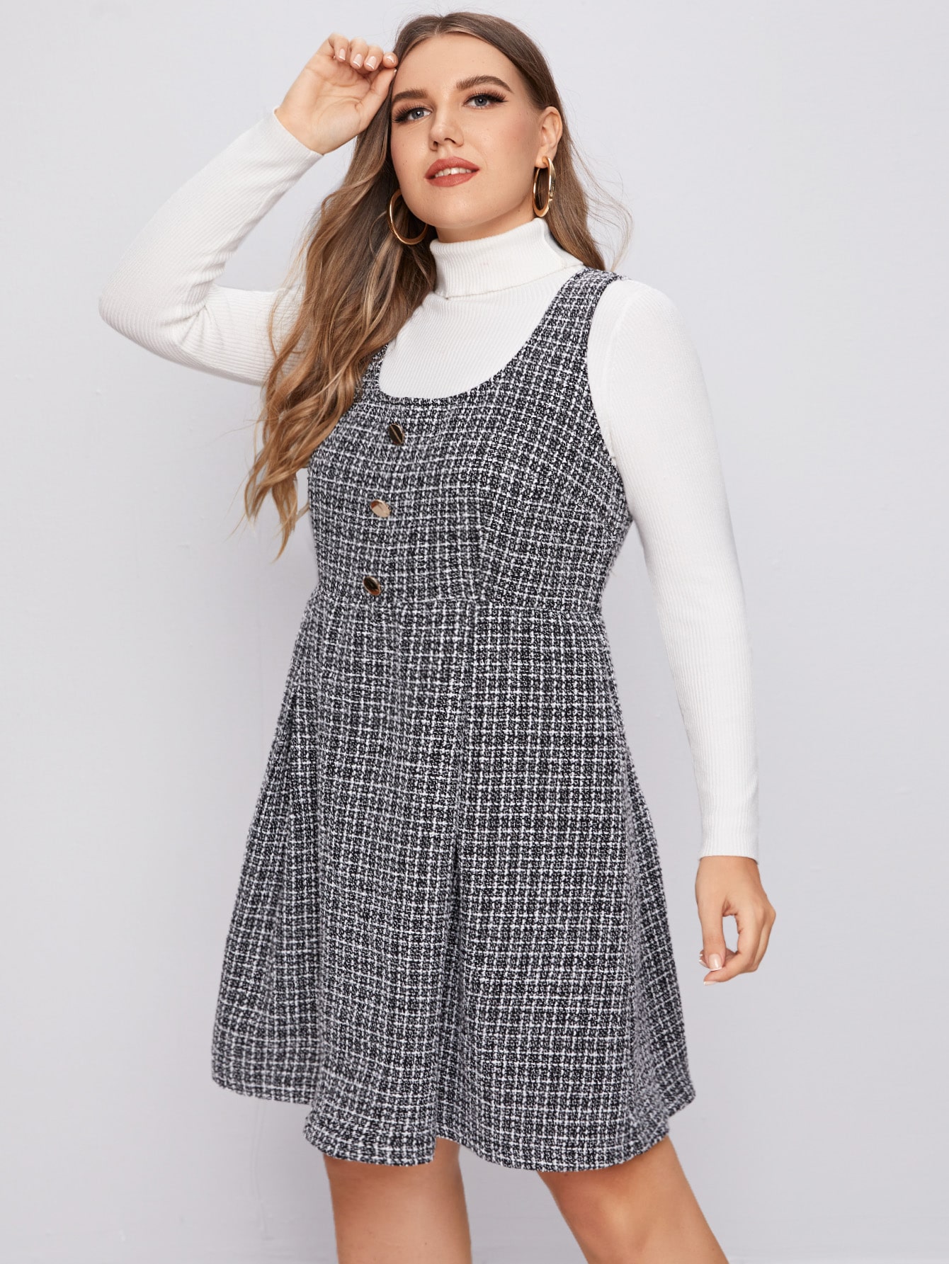 Button front tweed dress Clearance