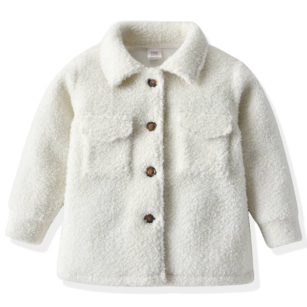 

Toddler Girls Flap Pocket Teddy Coat, Beige