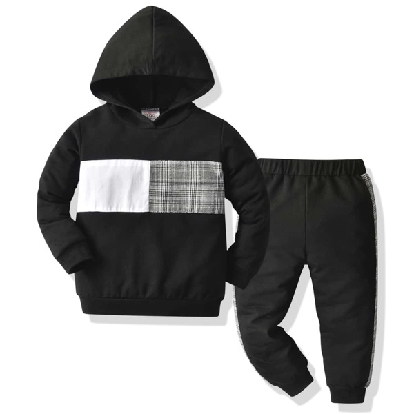

Toddler Boys Contrast Panel Hoodie & Sweatpants, Black