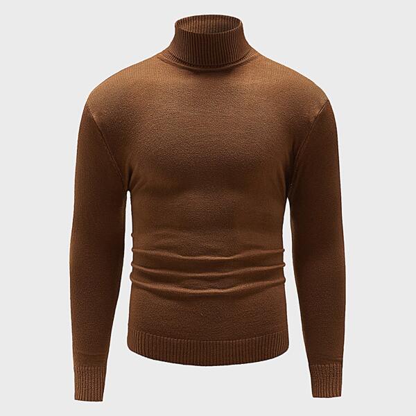 

Men Turtleneck Solid Sweater, Brown