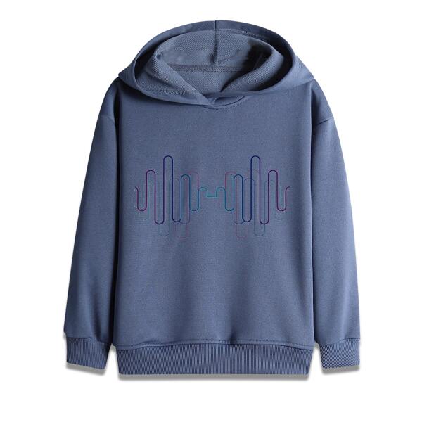 

Boys Graphic Print Hooded Sweatshirt, Dusty blue