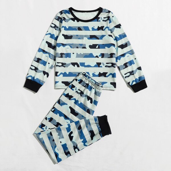 

Boys Camo Striped Pajama Set, Multicolor