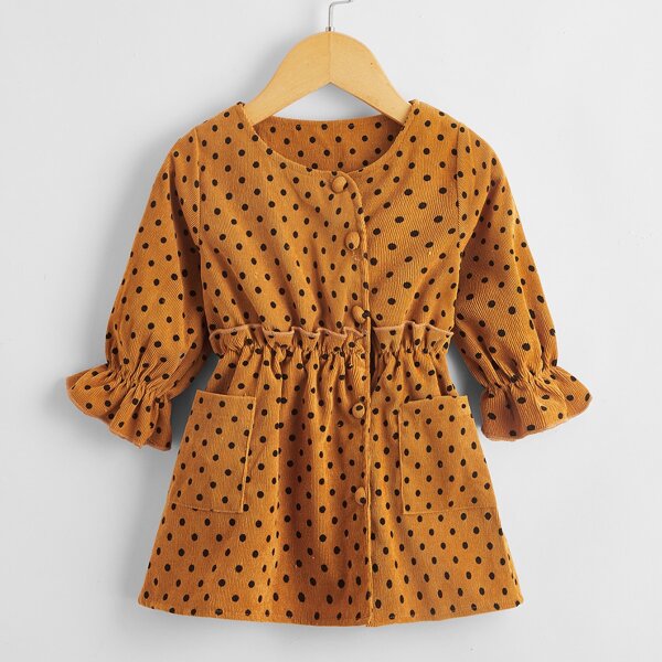 

Baby Girl Polka Dot Corduroy Dress, Ginger