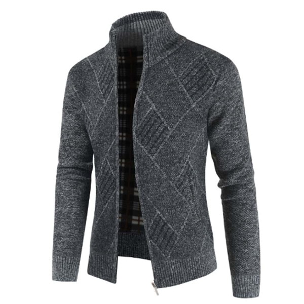 

Men Solid Mock Neck Zip Up Cardigan, Dark grey