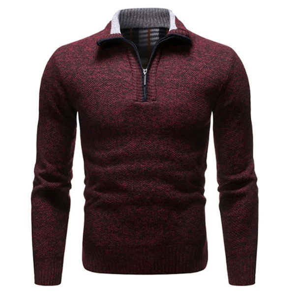 

Men Half Placket Marled Sweater, Maroon