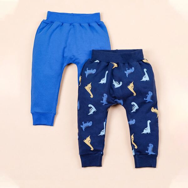 

2Pcs Baby Boy Elastic Waist Sweatpants, Blue