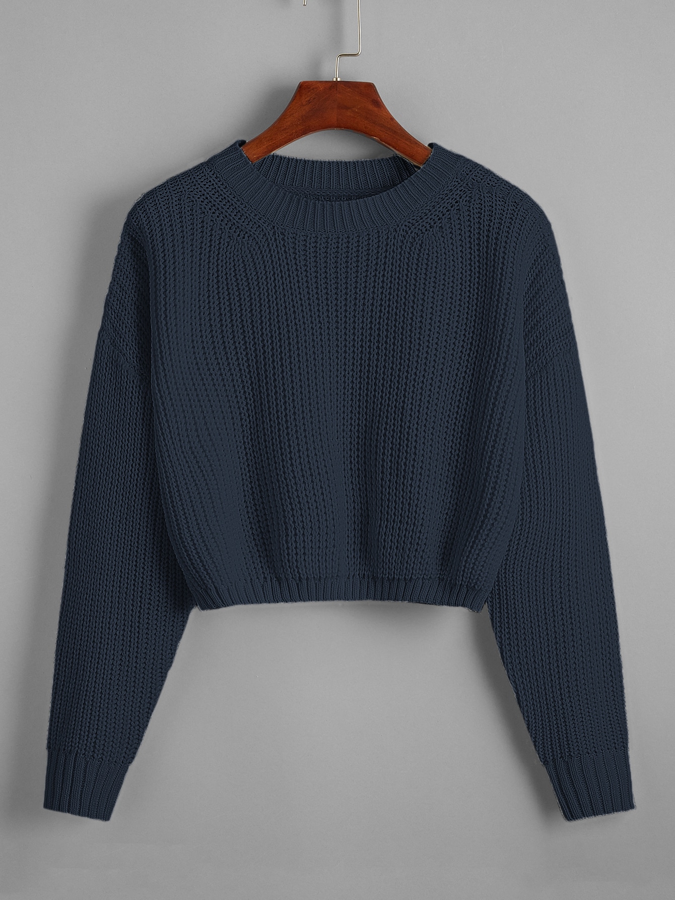 Solid Drop Shoulder Crop Sweater thumbnail