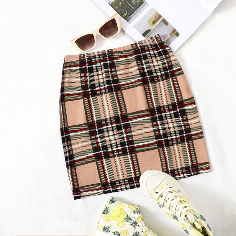 

Plaid Mini Bodycon Skirt, Multicolor