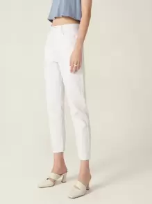 SHEIN Jeans de cintura alta recortado - Blanco - Ver 1