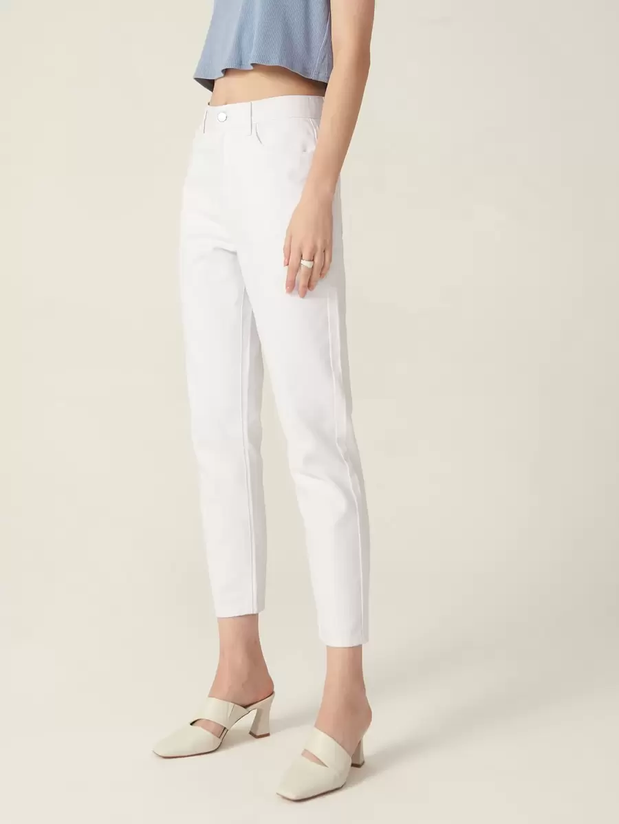 SHEIN Jeans de cintura alta recortado - Blanco - Ver 1