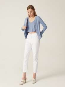 SHEIN Jeans de cintura alta recortado - Blanco - Ver 5
