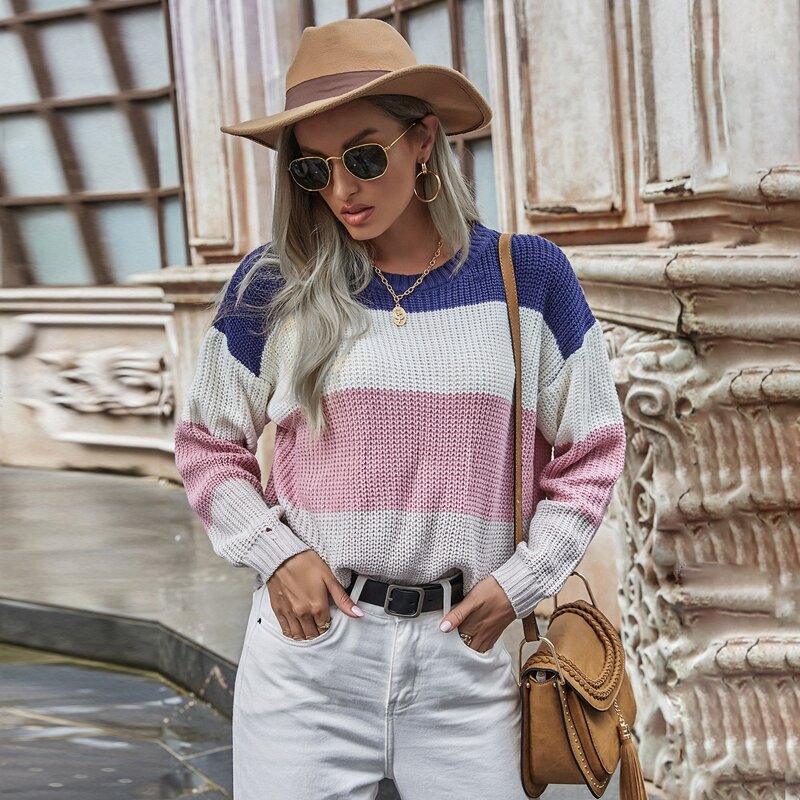 

Cut And Sew Ribbed Knit Sweater, Multicolor
