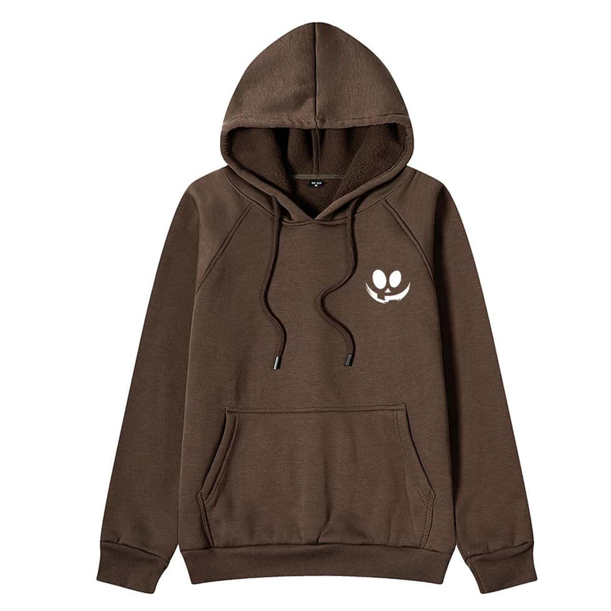 

Guys Graphic Drawstring Hoodie, Coffee brown