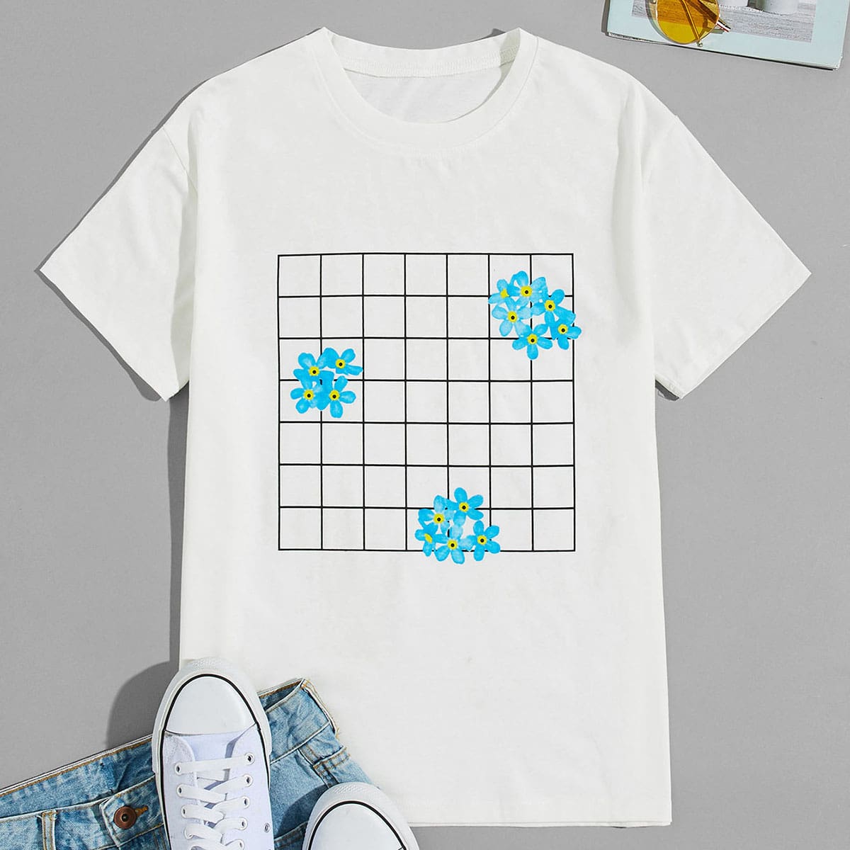 

Guys Floral Pattern Tee, White