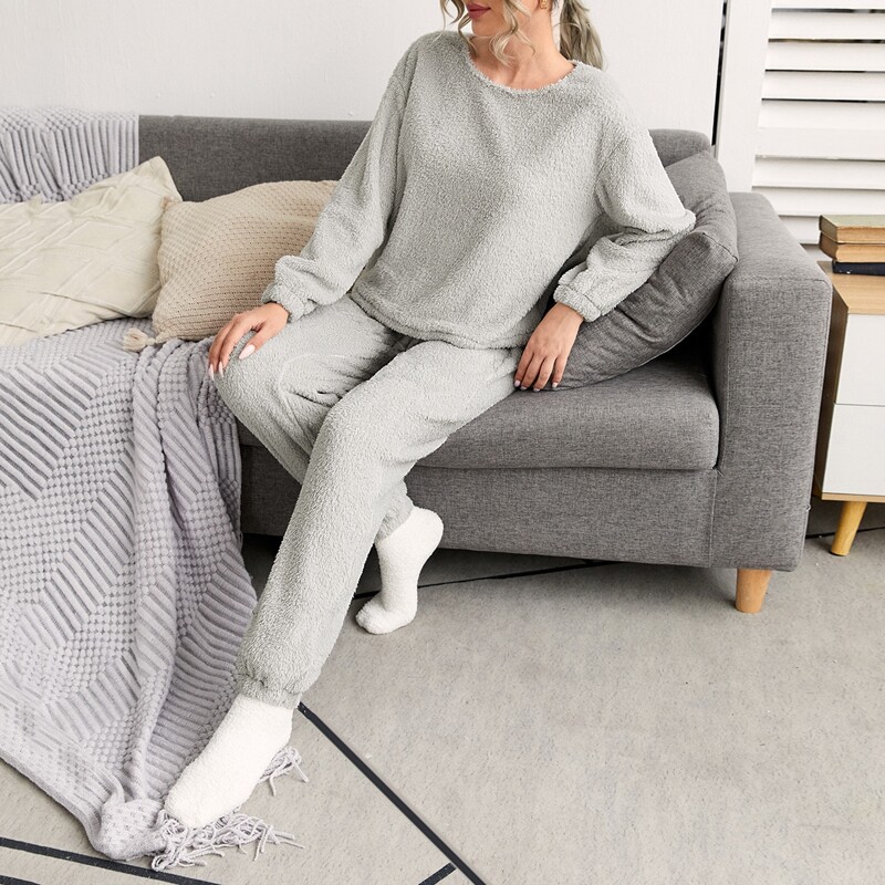 

Solid Flannel PJ Set, Light grey