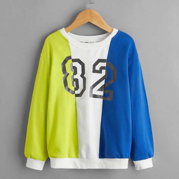 

Boys Letter Graphic Color Block Sweatshirt, Multicolor