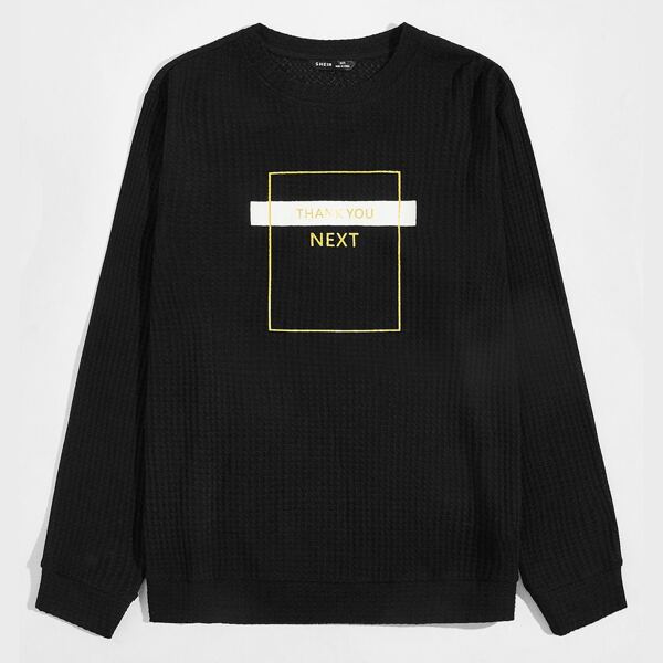 

Men Slogan Graphic Pullover, Black
