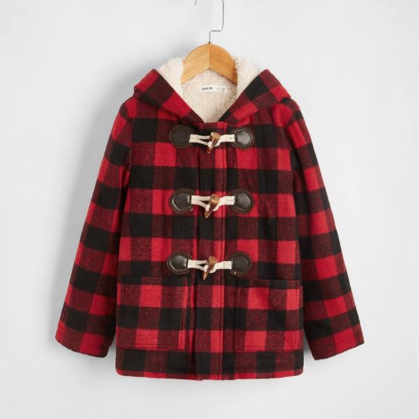 

Boys Buffalo Plaid Horn Button Overcoat, Multicolor