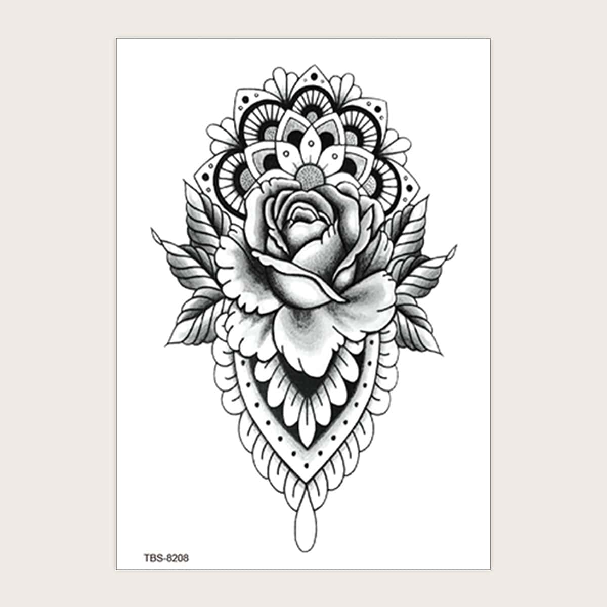 

1sheet Flower Pattern Tattoo Sticker, Black and white