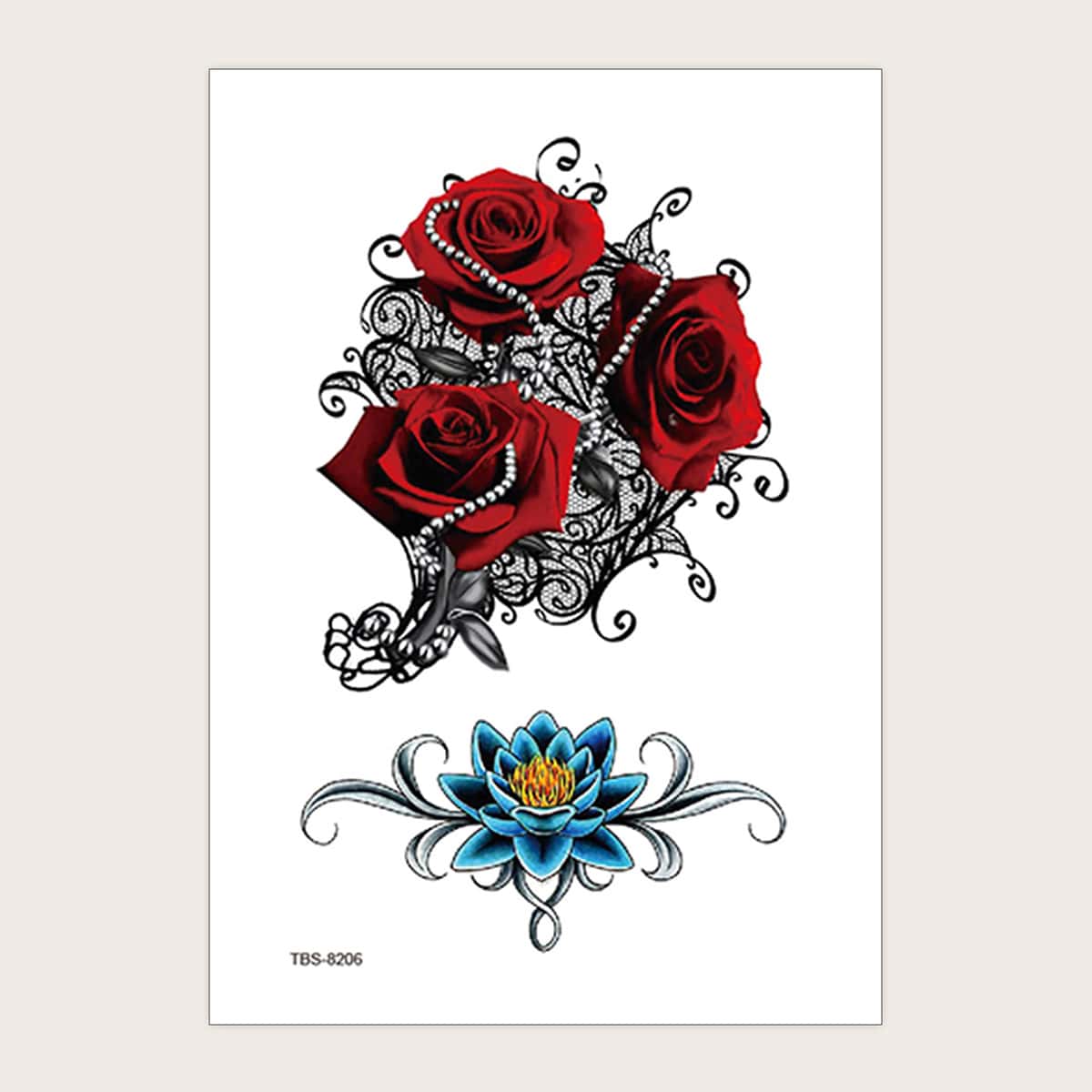 

1sheet Rose Pattern Tattoo Sticker, Multicolor