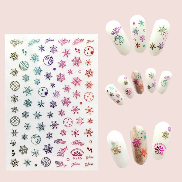 

1sheet Christmas Snowflake Nail Sticker, Multicolor