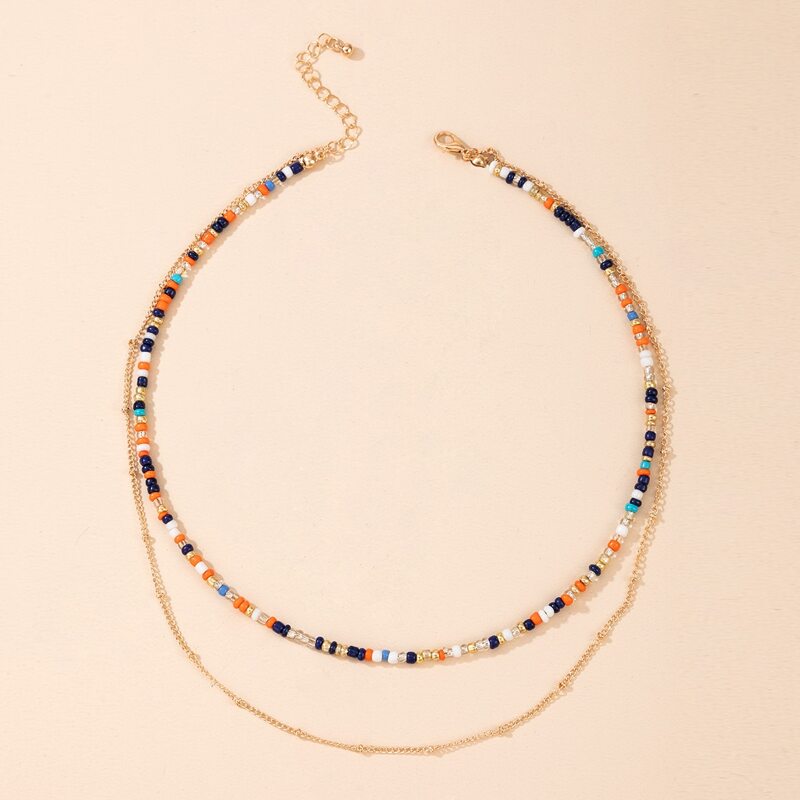 

Colorful Beaded Layered Necklace, Multicolor