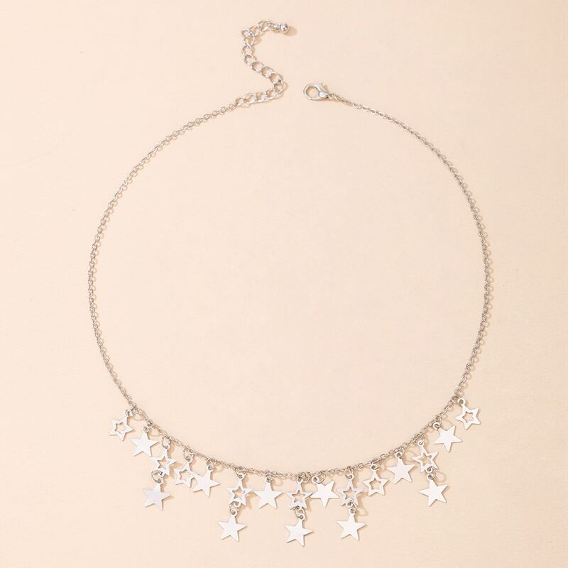 

Star Tassel Pendant Necklace, Silver