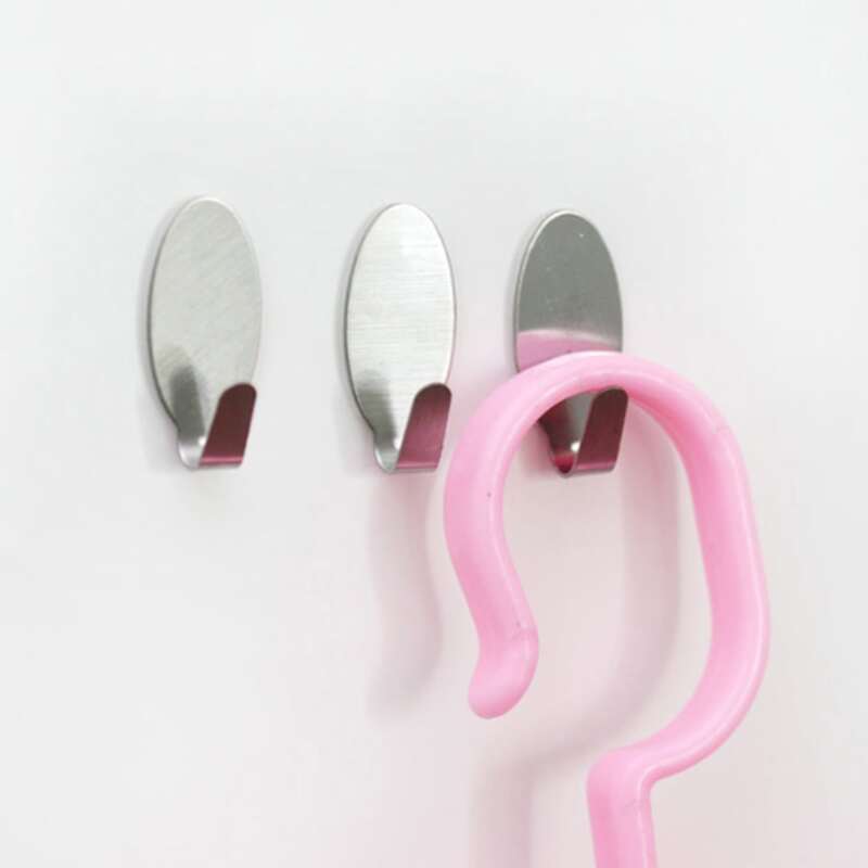 

6pcs Stainless Steel Wall Hook, Silver