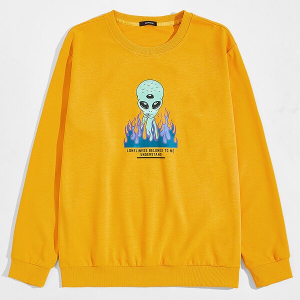 

Men ET And Slogan Print Sweatshirt, Yellow