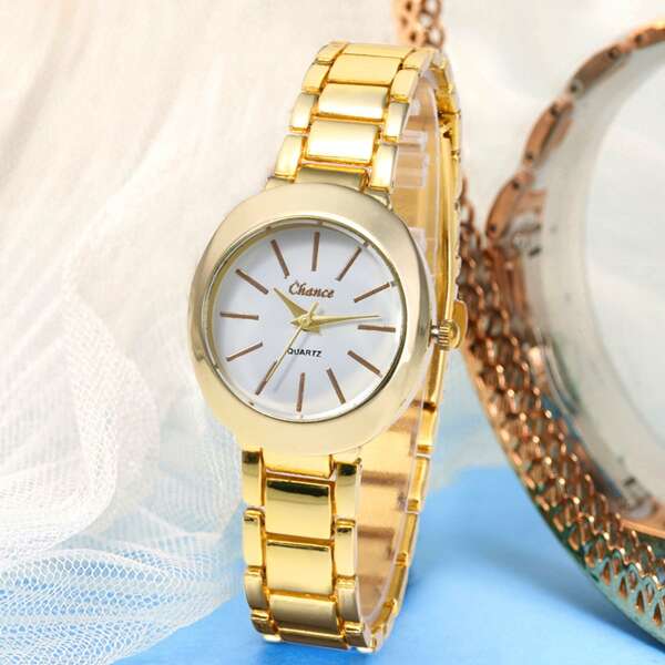 

1pc Simple Round Pointer Quartz Watch