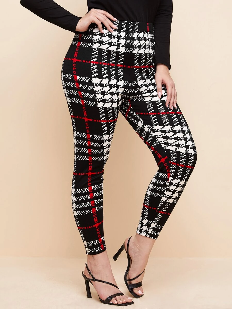 SHEIN Clasi 大碼格紋緊身褲 - 彩色 - 查看 1