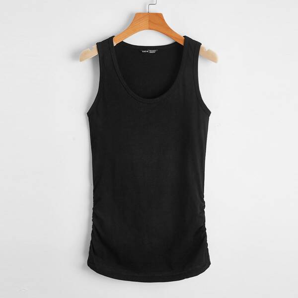 

Form Fitted Solid Tank Top, Black