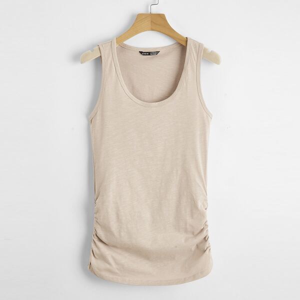

Form Fitted Solid Tank Top, Khaki