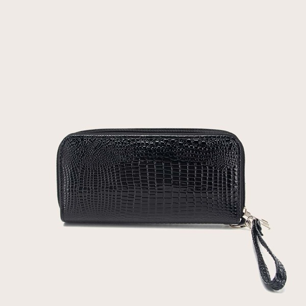 

Croc Embossed Purse, Black