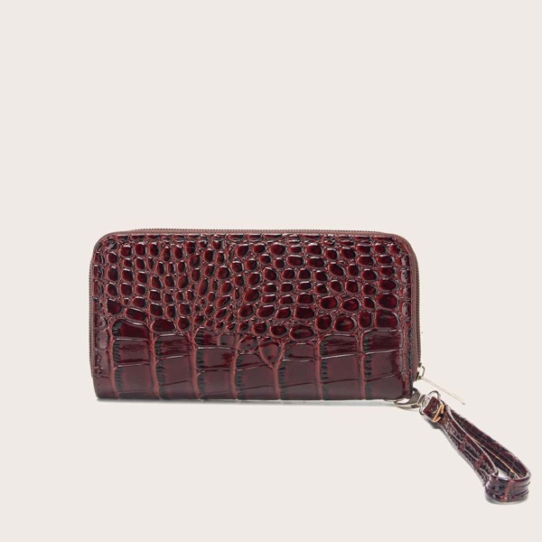 

Croc Embossed Purse, Brown coffee brown