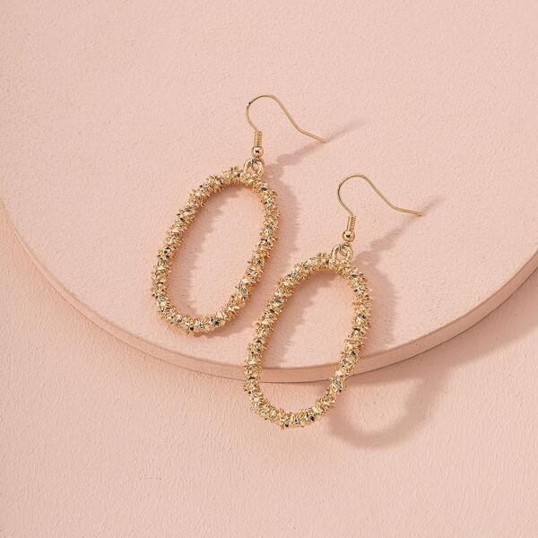 

Hollow Out Geo Drop Earrings, Gold