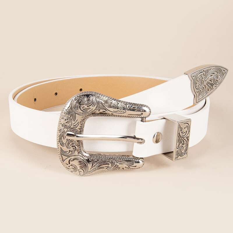 

Metal Buckle Belt, White