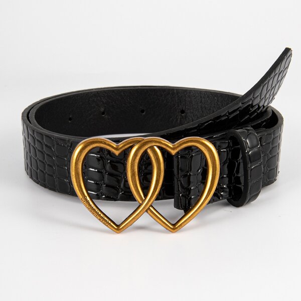 

Heart Design Buckle Belt, Black