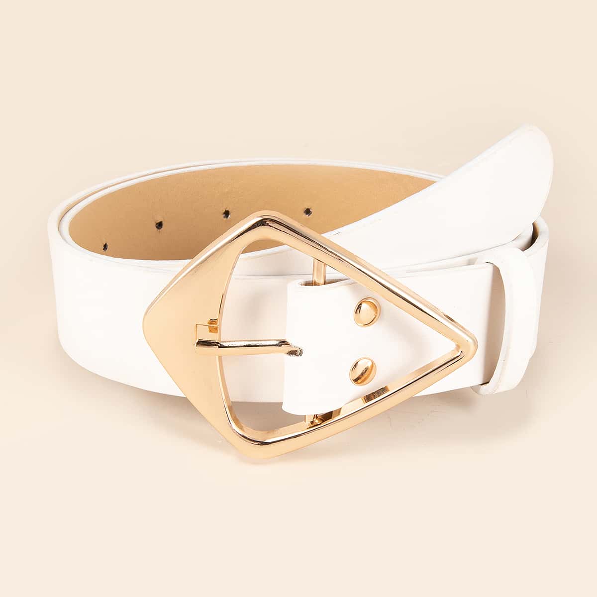 

Geometric Buckle Belt, White