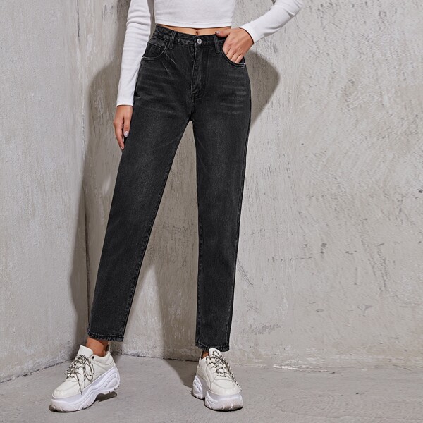 

Slant Pocket Straight Leg Jeans, Black