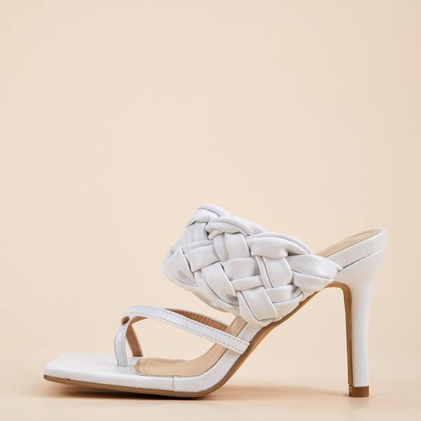 

Toe Post Braided Mules, White