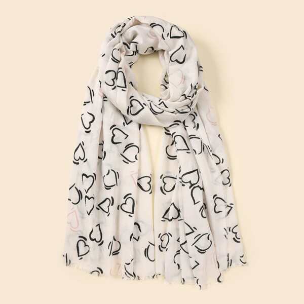 

Heart Print Scarf, Multicolor