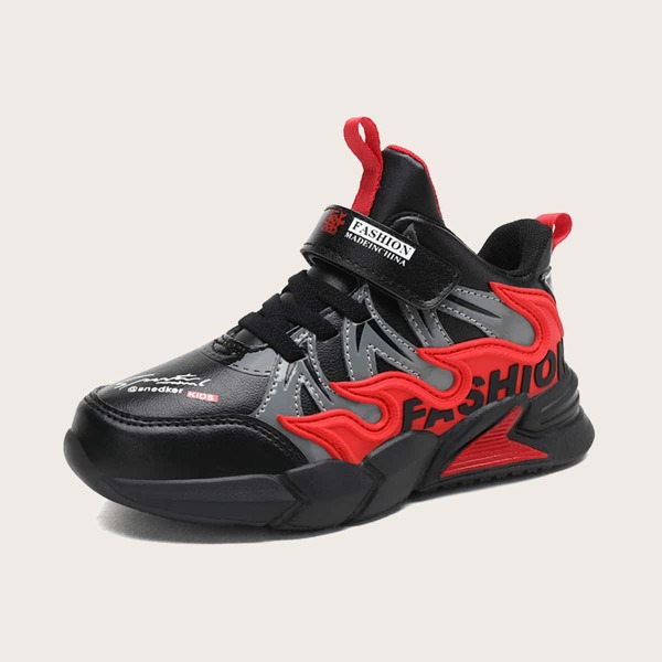 

Boys Chinese Letter Graphic Colorblock Sneakers, Black