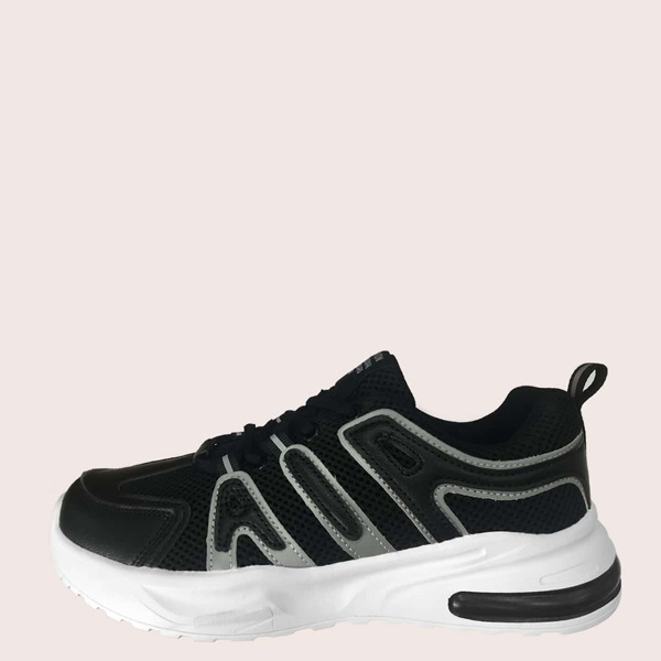 

Men Lace-up Front Letter Graphic Sneakers, Black