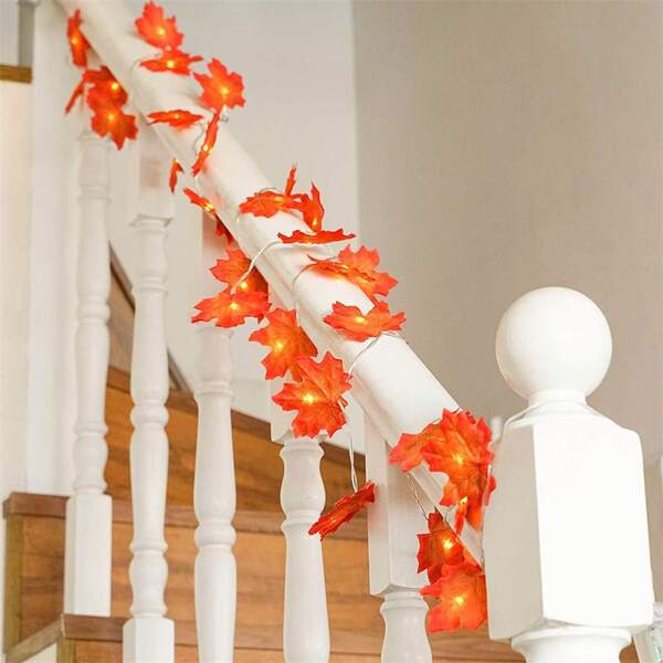 

1pc 3m String Light With 20pcs Maple Leaf Bulb, Yellow