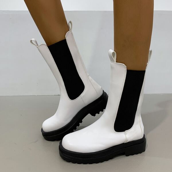 

Two Tone Wide Fit Chelsea Boots, White