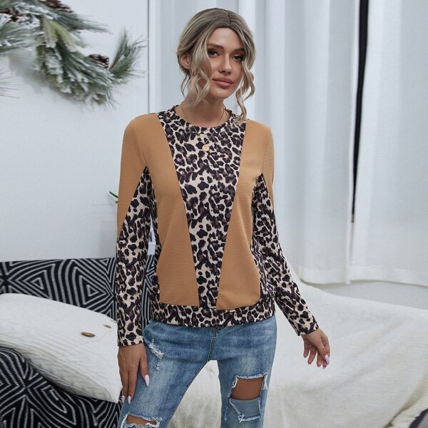 

Color Block Leopard Tee, Multicolor