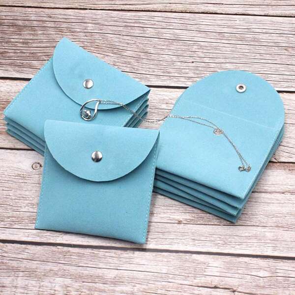 

3pcs Plain Jewelry Storage Bag, Blue