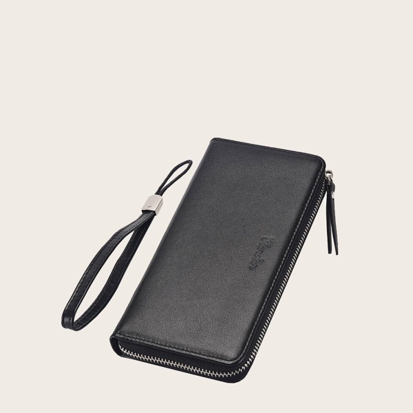 

Men Zip Around Long Purse With Wristlet, Black
