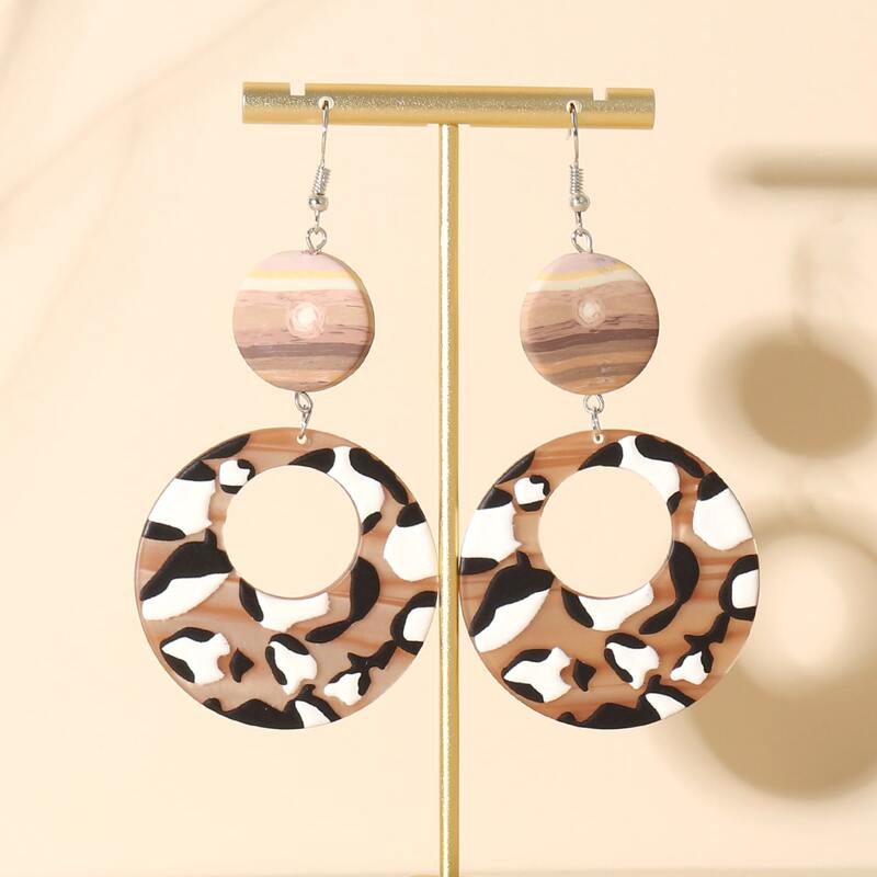 

Hollow Out Round Drop Earrings, Multicolor